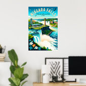 Niagara Falls Canada Retro Reisposter Kunst Poster (Thuiskantoor)