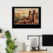 Niagara Falls en hangbrugposter Poster (Thuiskantoor)