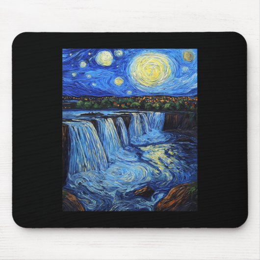 Niagara Falls - in de stijl van Van Gogh - sterren Muismat (Voorkant)
