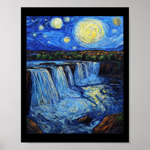 Niagara Falls - in de stijl van Van Gogh - sterren Poster