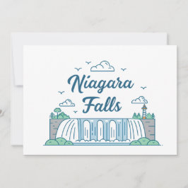 Niagara Falls Minimaal Illustratie met Plat Design Feestdagenkaart