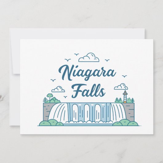 Niagara Falls Minimal Flat Design Illustration Feestdagenkaart (Voorkant)