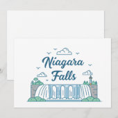 Niagara Falls Minimal Flat Design Illustration Feestdagenkaart (Voorkant / Achterkant)