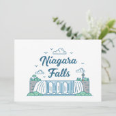 Niagara Falls Minimal Flat Design Illustration Feestdagenkaart (Staand voorkant)
