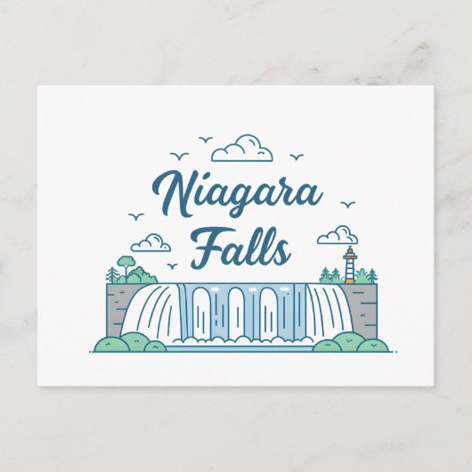 Niagara Falls Minimal Flat Design Illustration Feestdagenkaart (Voorkant)