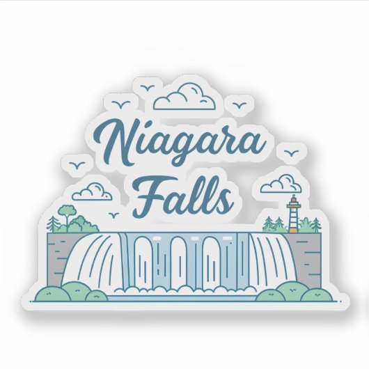 Niagara Falls Minimal Flat Design Illustration Sticker (Voorkant)