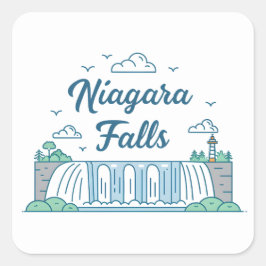 Niagara Falls Minimal Flat Design Illustration Vierkante Sticker
