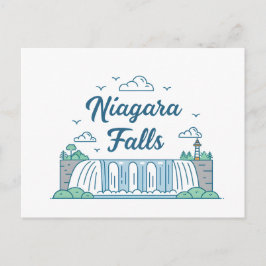 Niagara Falls Minimalistische Illustratie met Plat Briefkaart