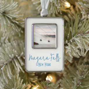 Niagara Falls, New York Reis Souvenir Verzilverd Omlijst Ornament
