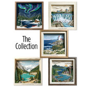 Niagara Falls Ontairo Canada Paper Collage Diorama Poster