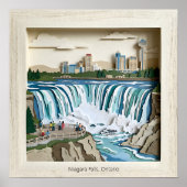 Niagara Falls Ontairo Canada Paper Collage Diorama Poster (Voorkant)