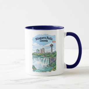 Niagara Falls Ontario Canada Aquarel Skyline Mok
