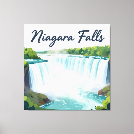 Niagara Falls Painterly Landscape Illustration Canvas Afdruk (Voorkant)