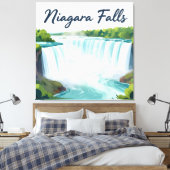 Niagara Falls Painterly Landscape Illustration Canvas Afdruk (Insitu (Slaapkamer))