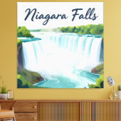 Niagara Falls Painterly Landscape Illustration Canvas Afdruk (Insitu (Woonkamer))