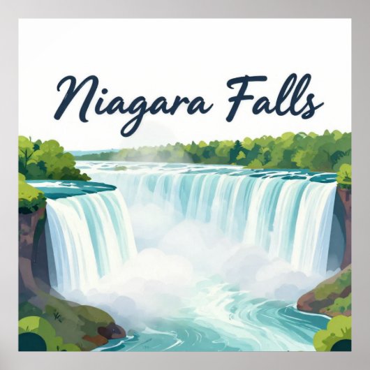 Niagara Falls Painterly Landscape Illustration Poster (Voorkant)