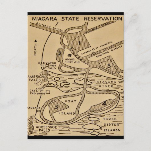 Niagara Falls Plattegrond Ansichtkaart Briefkaart (Voorkant)