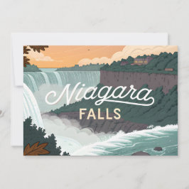 Niagara Falls Retro Vintage Poster Illustratie Feestdagenkaart