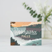 Niagara Falls Retro Vintage Poster Illustratie Feestdagenkaart (Staand voorkant)