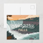 Niagara Falls Retro Vintage Poster Illustratie Feestdagenkaart (Voorkant / Achterkant)