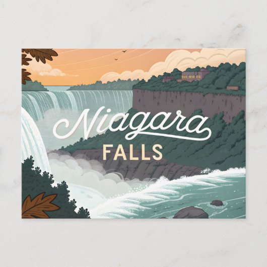 Niagara Falls Retro Vintage Poster Illustratie Feestdagenkaart (Voorkant)