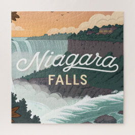 Niagara Falls Retro Vintage Poster Illustratie Legpuzzel