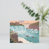 Niagara Falls Scenic Illustration at Sunset Briefkaart (Staand voorkant)