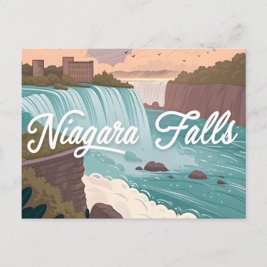 Niagara Falls Scenic Illustration at Sunset Briefkaart (Voorkant)