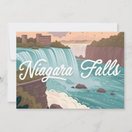 Niagara Falls Scenic Illustration at Sunset Feestdagenkaart