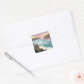 Niagara Falls Scenic Illustration at Sunset Vierkante Sticker (Envelop)