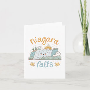 Niagara Falls Schattige Lachende Cartoon Illustrat Feestdagen Kaart