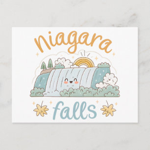 Niagara Falls Schattige Lachende Cartoon Illustrat Feestdagenkaart