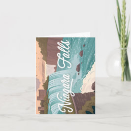 Niagara Falls Schilderachtige Illustratie bij Zons Feestdagen Kaart