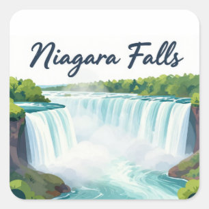 Niagara Falls Schilderachtige Landschapsillustrati Vierkante Sticker