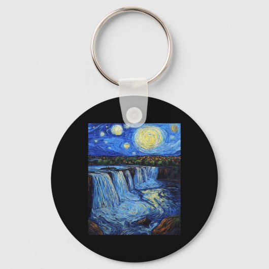 Niagara Falls - Van Gogh stijl - sterrenhemel Sleutelhanger (Voorkant)