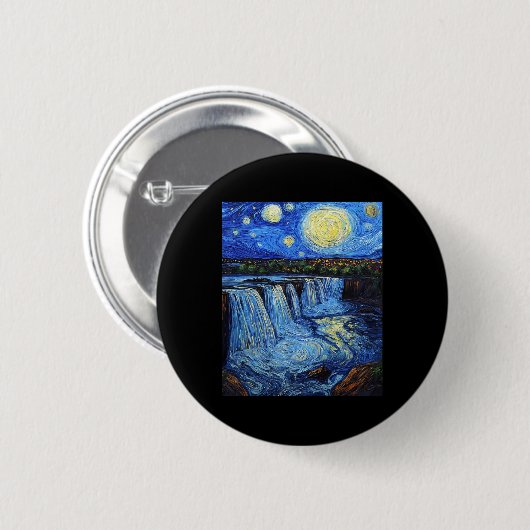 Niagara Falls - Van Gogh Style - Starry Night  Ronde Button 5,7 Cm (Voorkant /achterkant)