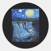 Niagara Falls - Van Gogh Style - Starry Night  Ronde Sticker (Voorkant)