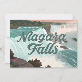 Niagara Falls Vintage Getextureerde Illustratie Feestdagenkaart