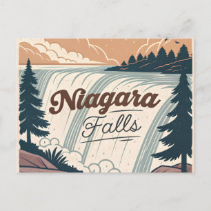 Niagara Falls Vintage Retro Reisillustratie Feestdagenkaart