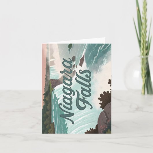 Niagara Falls Vintage Textured Illustration Feestdagen Kaart (Voorkant)