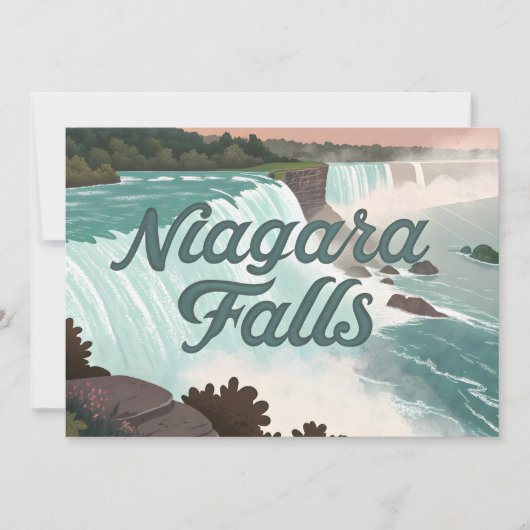 Niagara Falls Vintage Textured Illustration Feestdagenkaart (Voorkant)