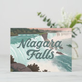 Niagara Falls Vintage Textured Illustration Feestdagenkaart (Staand voorkant)