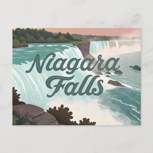 Niagara Falls Vintage Textured Illustration Feestdagenkaart (Voorkant)