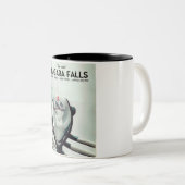 Niagara Falls - VS - Canada Oude reisposter Tweekleurige Koffiemok (Voorkant rechts)