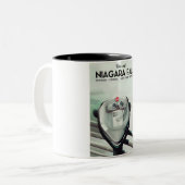 Niagara Falls - VS - Canada Oude reisposter Tweekleurige Koffiemok (Voorkant links)