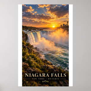 Niagara Falls Zonsondergang Poster New York Onta