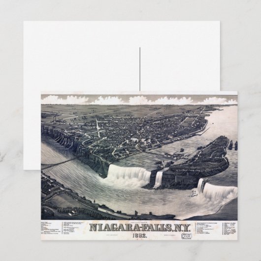 Niagara Herfst  tekening 1882 Herstelbaar Briefkaart (Voorkant / Achterkant)