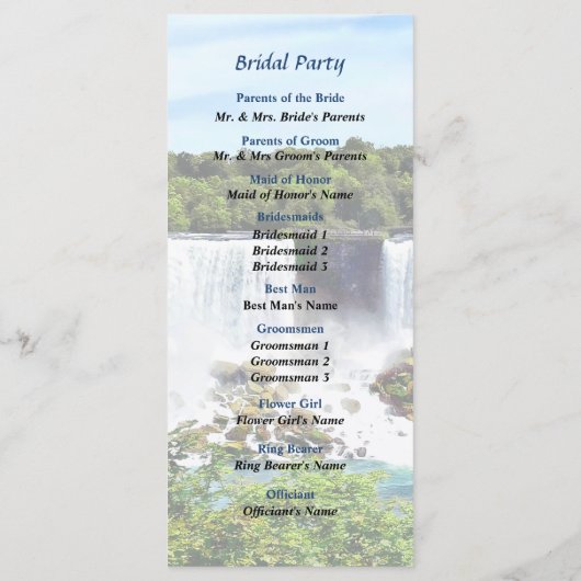 Niagara Herfsten American en Bridal Veil Herfsten Programmakaart (Achterkant)