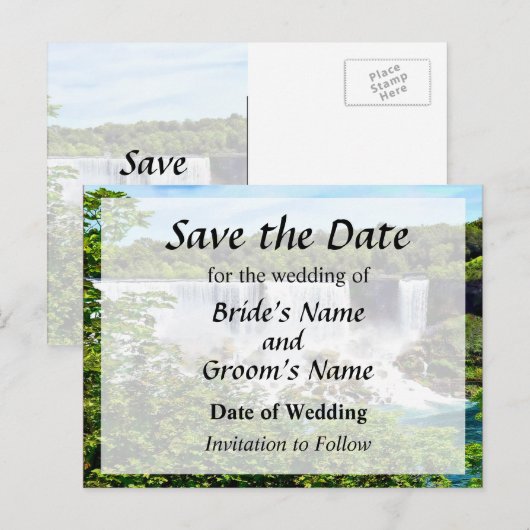 Niagara Herfsten - Amerikaanse en Bridal Veil Herf Aankondigingskaart (Voorkant / Achterkant)