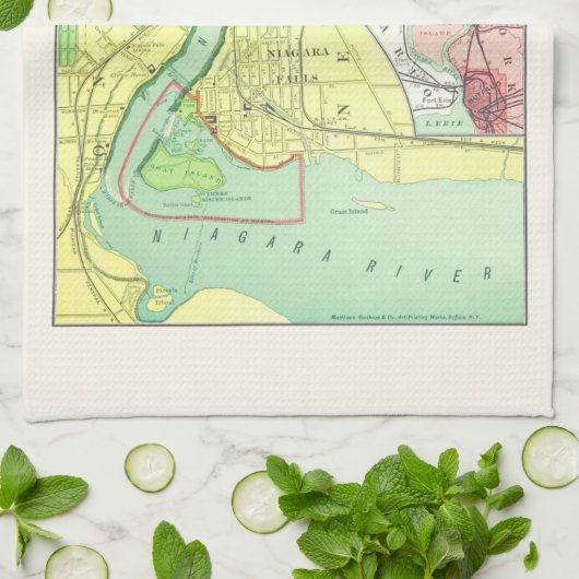 Niagara Herfsten and Vicinity  Map 1885 Theedoek (Gevouwen)